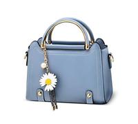 ZENVIO Women Top Handle Handbags Fashion Cute Elegant Women's Tote Bag PU Leather Small Shoulder Bag Casual Travel Work Party Dating Crossbody Bag Satchel Daisy Pendant
