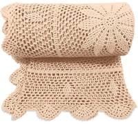Zenviro Boho Throw Blanket, Dusk Cream, 50"x60", 100% Handmade Crochet Throw Blankets,100% Cotton Throw, Decorative, Vintage Lace Blanket, Boho Decor, Photo Prop, Lightweight Knit