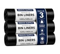 Zenvo Supply 20 Black Wheelie Bin Liners 240 Litre - Heavy Duty Eco-Friendly Refuse Sacks, 100% Recycled Bin Bags, Tear & Leak Resistant, 30 μm, 1200 x 1400mm, Perfect for Standard 240L Wheelie Bins