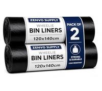Zenvo Supply 40 Black Wheelie Bin Liners 240 Litre - Heavy Duty Eco-Friendly Refuse Sacks, 100% Recycled Bin Bags, Tear & Leak Resistant, 30 μm, 1200 x 1400mm, Perfect for Standard 240L Wheelie Bins