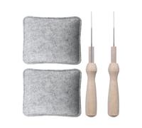 Zenvorial 7 x 5.9 Inch Needle Felting Pad, 2Pcs Felting Mat with 2 Needles Wood Handle Tool, Grey Round Needle-Felting Wool Kit for Wool Craft, Accommodates Any Feltings Project(Size:7 x 5.9 Inch)