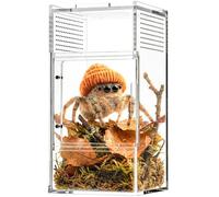 ZENWUKONG Jumping Spider Enclosure - Acrylic Terrarium Habitat for Spiders, Tarantulas, Snail, Mantis, Lizard, and Small Reptiles, Magnetic Doors (3x3x6 inch)
