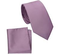 ZENXUS Regular Tie and Pocket Square for Men, Solid Color Necktie Set, 3.2 inch Standard Width, 44 Opera Mauve, Medium