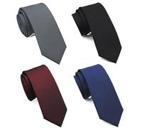 ZENXUS Skinny Solid Ties for Men, 2.5 in Slim Neckties 4-Pack - - Medium