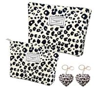 ZenyTra 4-Piece Leopard Cosmetic Bag Set with 2 x Keychains, Large Makeup Bag 25.5 x 20.5 x 5.2 cm and Small 18 x 14.5 x 4.2 cm, Toiletry Bag for Travel