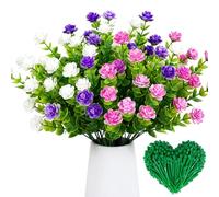 ZenyTra 6 Bundles Artificial Clover Flowers - UV-Resistant Balcony Plants in 3 Colours (White, Purple, Pink), 36 cm Weatherproof Artificial Flowers for Balcony Box Indoor and Outdoor Use