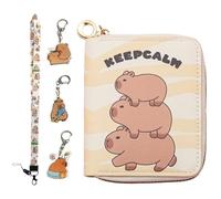ZenyTra Capybara Children's Neck Pouch with Lanyard & 3 Key Rings | PU Wallet & Practical Storage for Coins, Cards & Notes