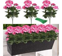ZenyTra Pack of 3 Artificial Begonias, Pink, 35 x 26 cm, Artificial Flowers with 10 Twines, UV-Resistant Faux Flowers for Balcony, Garden, Patio, Graveside Decoration, Indoor and Outdoor Decoration