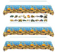 ZenyTra Pack of 3 Digger Tablecloth, Waterproof, Disposable Tablecloth, for Children's Birthday, Theme Party with 20 Stickers as a Gift for Boys and Girls