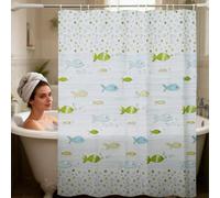 ZenyTra Shower Curtain Fresh Small Fish Pattern - Mildew Resistant & Waterproof PEVA Bathroom Curtain, Semi-Transparent with 12 Hooks (180 x 200 cm)
