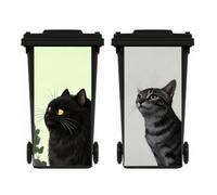 ZENZDS 2 Sheets Cat Wheelie Bin Stickers, Multi-Size Self-Adhesive Dustbin Stickers, Wall Art, Waterproof Decal for Garden, Indoor Outdoor