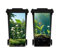 ZENZDS 2 Sheets Daisy Wheelie Bin Stickers, Multi-Size Self Adhesive Dustbin Stickers, Waterproof Bin Decal, for Garden Outdoor, Wall Decoration