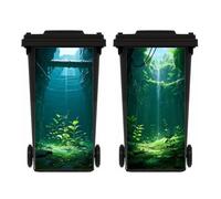 ZENZDS 2 Sheets Forest Wheelie Bin Stickers, Multi-Size Self Adhesive Dustbin Stickers, Waterproof Bin Decal, for Garden Outdoor, Wall Decoration