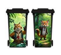 ZENZDS 2 Sheets Fox Wheelie Bin Stickers, Multi-Size Self Adhesive Dustbin Stickers, Waterproof Bin Decal, for Garden Outdoor, Wall Decoration