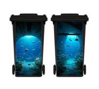 ZENZDS 2 Sheets Wheelie Bin Stickers, Multi-Size Fish Dustbin Stickers, Self Adhesive Bin Decal for Wall, Garden, Indoor and Outdoor Decoration