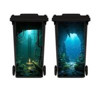 ZENZDS 2 Sheets Wheelie Bin Stickers, Multi-Size Self-Adhesive Ocean Dustbin Stickers, Wall Art, Waterproof Decal for Garden, Indoor Outdoor