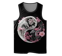 Zenzenze Blue Elephant Men's Tank Tops Summer Sleeveless Tee Cool Workout T-Shirts Beach Athletic Undershirts, Ying Yang Dragon, Large