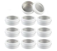 ZEOABSY 10 Pcs 60ml Empty Round White Aluminum Tins Cans Jars with Screw Lids Clear Window for Candle Cosmetic Lip Balm Salve DIY Craft Storage Containers