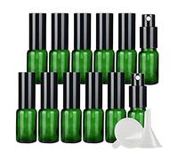 ZEOABSY 12 Pcs 15ml Empty Green Glass with Fine Mist Spray Bottles Travel Portable Small Refillable Sprayer Bottles with Black Pump Head for Cosmetic Perfume Containers, with 3X Funnel