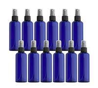 ZEOABSY 12 Pcs Blue 100ml Empty Fine Mist Plastic Spray Bottles Travel Atomiser Bottle Set, Portable Small Refillable Sprayer Bottles with Black Pump Head, 2 Pcs Funnels