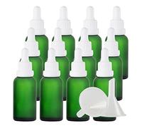 ZEOABSY 12 Pieces 30ml Empty Frosted Green Glass Dropper Bottles with White Tamper-Proof Pipette for Essential Oil Aromatherapy Travel Cosmetics Storage Containers