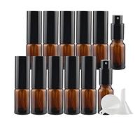 ZEOABSY 24 Pcs 10ml Empty Brown Glass with Fine Mist Spray Bottles Travel Portable Small Refillable Amber Sprayer Bottles with Black Pump Head for Cosmetic Perfume Containers, with 4X Funnel