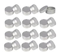 ZEOABSY 24 Pcs 10ml Empty Round Silver Aluminum Tins with Slip Lids Cans Jars for Candle Cosmetic Lip Balm Salve DIY Craft Storage Containers