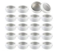 ZEOABSY 24 Pcs 60ml Empty Round White Aluminum Tins Cans Jars with Screw Lids Clear Window for Candle Cosmetic Lip Balm Salve DIY Craft Storage Containers