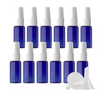 ZEOABSY 24 Pcs Blue 15ml Empty Fine Mist Plastic Spray Bottles, Portable Small Refillable Sprayer Bottles with White Pump Head for Perfume Cosmetic Travel, 3 Pcs Funnels