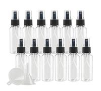 ZEOABSY 24 Pcs Clear 50ml Empty Fine Mist Plastic Spray Bottles Travel Atomiser Bottle Set, Portable Small Refillable Sprayer Bottles with Black Pump Head, 2 Pcs Funnels