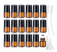 ZEOABSY 25 Pack Empty 1ml Mini Amber Brown Glass Roll on Bottles Refillable Stainless Steel Roller Ball Essential Oil Liquid Bottle Cosmetic Sample Vials Container with Black Cap