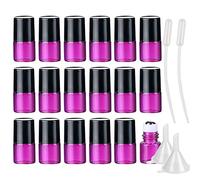 ZEOABSY 25 Pack Empty 1ml Mini Pink Glass Roll on Bottles Refillable Stainless Steel Roller Ball Essential Oil Liquid Bottle Cosmetic Sample Vials Container with Black Cap
