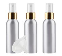 ZEOABSY 3 Pieces Empty 120ml Silver Aluminium Spray Bottle Refillable Aluminum Bottles with Gold/White Fine Mist Sprayer Metal Spray Bottles for Perfume Hair Garden Travel, Funnel