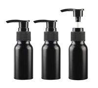ZEOABSY 3 Pieces Empty 50ml Black Aluminium Lotion Pump Bottle, Aluminum Bottles with Black Pump Head, Travel Metal Bottles for Cosmetic Shampoo Body Washing Gel Essential Oil Liquid Dispenser