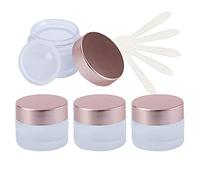 ZEOABSY 4 Pack 30ml Empty Face Cream Storage Containers Pots with Rose Lid, Frosted Glass Cosmetic Jars for Creams, Lotion, Sample, Make-Up Storage, Lotion Ointment, Lip Balm.