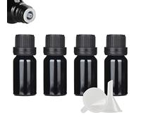 ZEOABSY 4 Pcs 10ml Black Glass Dropper Bottle with Tamper Evident Black Dripper Cap for Essential Oils Fragrances Aromatherapy Cosmetic Travel Bottles Vials