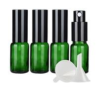 ZEOABSY 4 Pcs 15ml Empty Green Glass with Fine Mist Spray Bottles Travel Portable Small Refillable Sprayer Bottles with Black Pump Head for Cosmetic Perfume Containers, with 1x Funnel