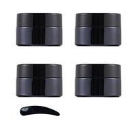 ZEOABSY 4 Pcs 20g Empty Black Glass Cosmetic Jars with Screw Lid, 20ml Face Cream Storage Containers Pots for Homemade Cream Gel Lip Balm Salve + 1x Spatula