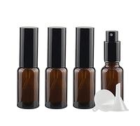 ZEOABSY 4 Pcs 20ml Empty Brown Glass with Fine Mist Spray Bottles Travel Portable Small Refillable Amber Sprayer Bottles with Black Pump Head for Cosmetic Perfume Containers, with 1x Funnel