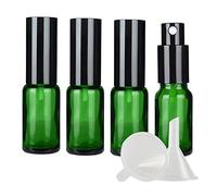 ZEOABSY 4 Pcs 20ml Empty Green Glass with Fine Mist Spray Bottles Travel Portable Small Refillable Sprayer Bottles with Black Pump Head for Cosmetic Perfume Containers, with 1x Funnel
