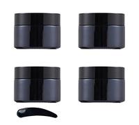 ZEOABSY 4 Pcs 30g Empty Black Glass Cosmetic Jars with Screw Lid, 30ml Face Cream Storage Containers Pots for Homemade Cream Gel Lip Balm Salve + 1x Spatula