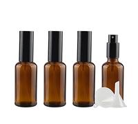ZEOABSY 4 Pcs 50ml Empty Brown Glass with Fine Mist Spray Bottles Travel Portable Small Refillable Amber Sprayer Bottles with Black Pump Head for Cosmetic Perfume Containers, with 1x Funnel