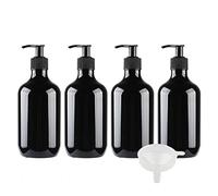 ZEOABSY 4 Pieces 500ml 16.9 oz Black PET Plastic Dispenser Pump Bottle with Lotion Pump DIY Refillable Bathroom Hotel Lotion Shampoo Gel Bottles with Funnel