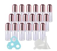 ZEOABSY 50 Pack Refillable 3ml Transparent Glass Roll-on Bottle Essential Oil Roller Bottles Empty Glass Sample Container with Pink Cap for Liquid Perfume, Fragrance, Aromatherapy Essential Oil