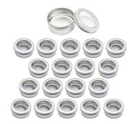 ZEOABSY 50 Pcs 150ml Empty Round Silver Aluminum Tins Cans Jars with Screw Lids Clear Window for Candle Cosmetic Lip Balm Salve DIY Craft Storage Containers