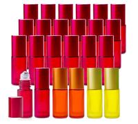 ZEOABSY 50 Pieces, 5ml Empty Frosted Glass Roll-on Bottles with Stainless Steel Roller Balls, Mixed Colorful Alu lids Use for Fragrance, Lotion, Aromatherapy Essential Oil