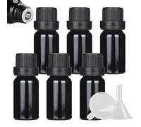 ZEOABSY 6 Pcs 10ml Black Glass Dropper Bottle with Tamper Evident Black Dripper Cap for Essential Oils Fragrances Aromatherapy Cosmetic Travel Bottles Vials