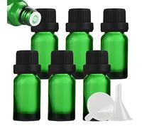 ZEOABSY 6 Pcs 10ml Green Glass Dropper Bottle with Tamper Evident Black Dripper Cap for Essential Oils Fragrances Aromatherapy Cosmetic Travel Bottles Vials
