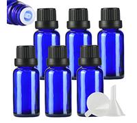 ZEOABSY 6 Pcs 20ml Blue Glass Dropper Bottle with Tamper Evident Black Dripper Cap for Essential Oils Fragrances Aromatherapy Cosmetic Travel Bottles Vials