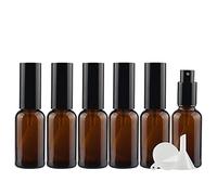 ZEOABSY 6 Pcs 30ml Empty Brown Glass with Fine Mist Spray Bottles Travel Portable Small Refillable Amber Sprayer Bottles with Black Pump Head for Cosmetic Perfume Containers, with 2X Funnel